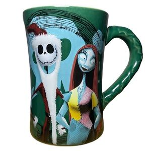 Disney Tim Burton The Nightmare Before Christmas Jack & Sally Xmas Mug Green